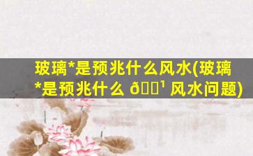 玻璃*
是预兆什么风水(玻璃*
是预兆什么 🌹 风水问题)
